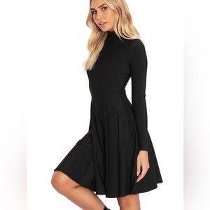 Warm Black Long Sleeve Evil Longline Dress-Blackmilk